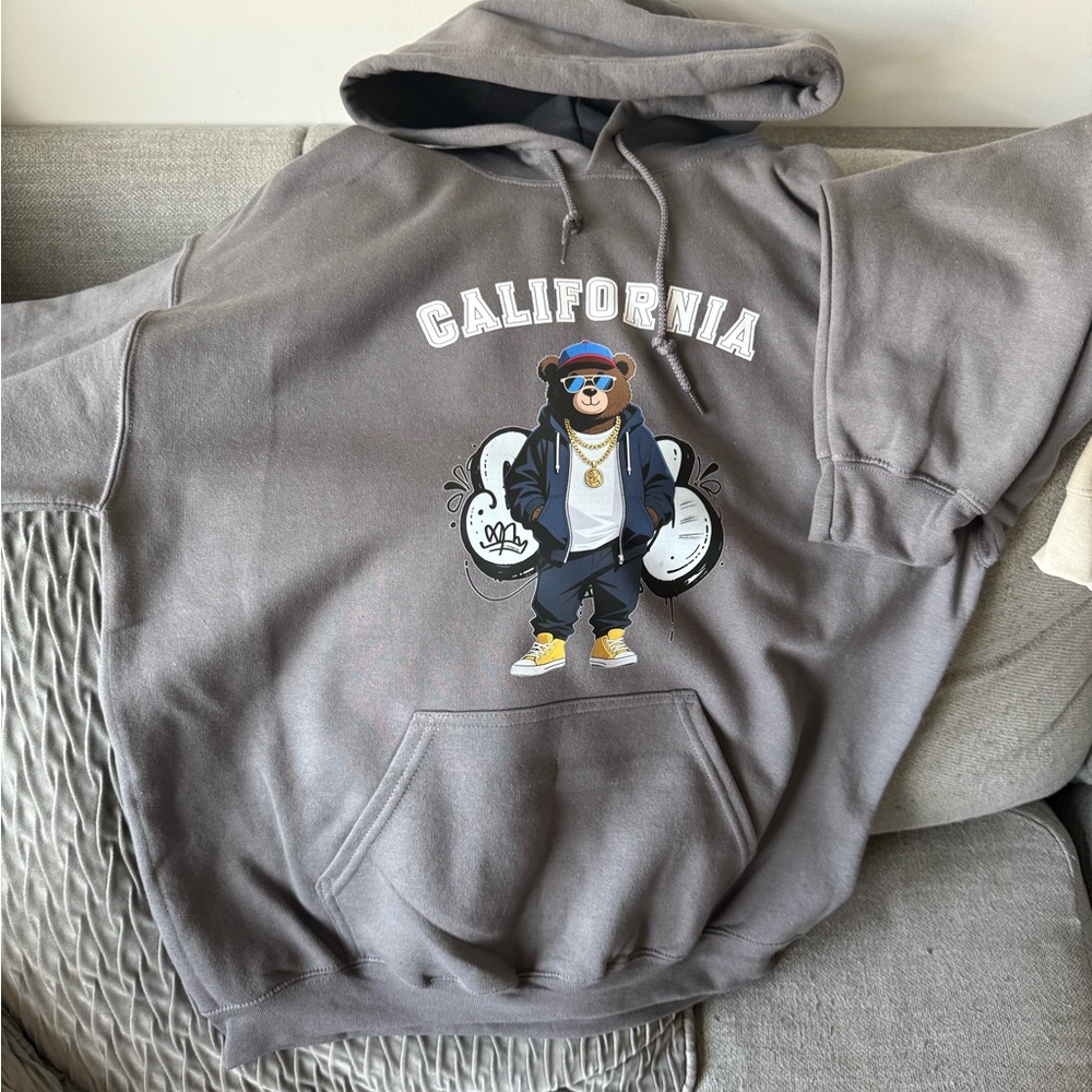 Gildan Gray California Bear Hoodie